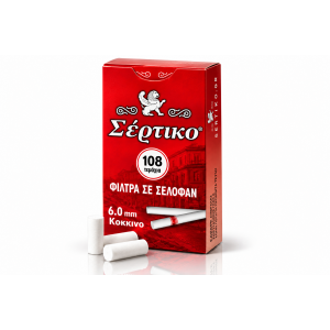 Φίλτρα SERTIKO Κόκκινο Pop A Tip Slim – 6mm – 108 τεμάχια